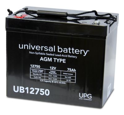 Universal Battery 12V 75Ah AGM Battery (Group 24) with I4 Terminals