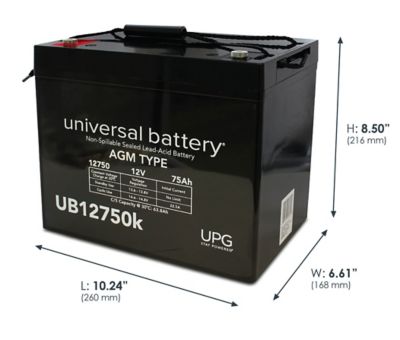 Image showing  12V 75Ah AGM Battery (Group 24) with I4 Terminals