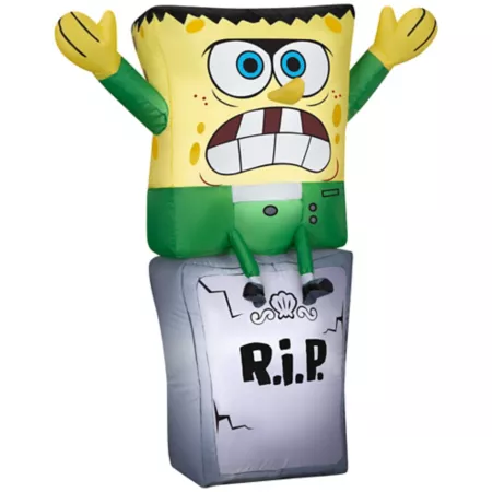 Gemmy Airblown SpongeBob as a monster on Tombstone Halloween Inflatables