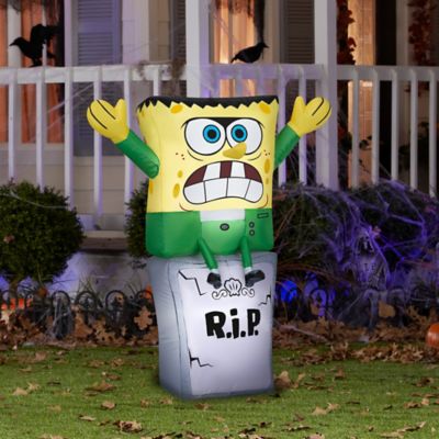 Image showing  Airblown Spongebob as Monster on Tombstone