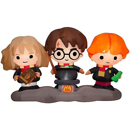 Gemmy Airblown Harry, Ron, and Hermione with Cauldron