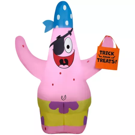 GemmyAirblown Patrick in pirate costume holding bag of tricks Halloween Inflatables