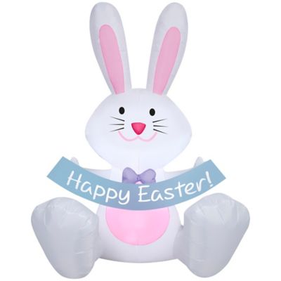 Gemmy Airblown Inflatable Easter Bunny with Banner