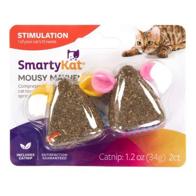 SmartyKat Mousy Mayhem Compressed Catnip Mice Cat Toys, 2 Count