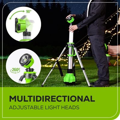 Image showing  2,200-Lumen 24V 2-in-1 Standing LED Work Light with Collapsible Tripod Stand, 2.0Ah Battery and Charger