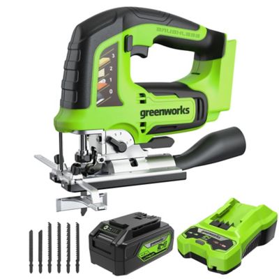 Greenworks 24V Brushless Cordless Battery Jig Saw, 4.0 Ah USB Battery & Charger, 3602302