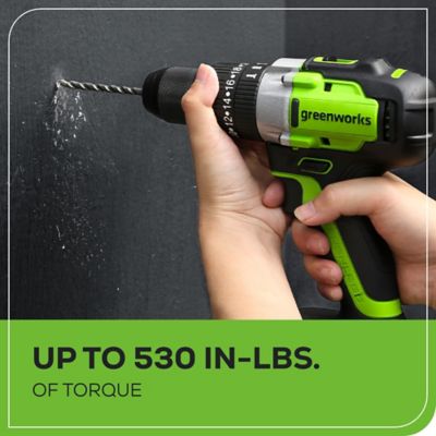 Image showing 6 th Greenworks 24V Brushless Cordless Battery 1/2-in. Hammer Drill Drill Driver, 2.0Ah USB Battery & Charger