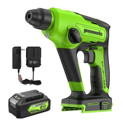 Greenworks 24V 7/8-in. Brushless Cordless Battery SDS-Plus Rotary Hammer, 4.0Ah USB Battery and Charger