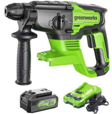 Greenworks 24V Brushless SDS 2J Rotary Hammer with 24V Battery Charger and 4Ah USB Battery