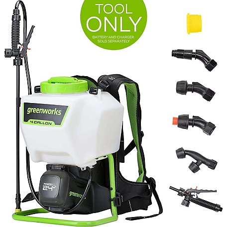 Greenworks 24V 4-Gallon Cordless Battery Backpack Sprayer, Tool Only