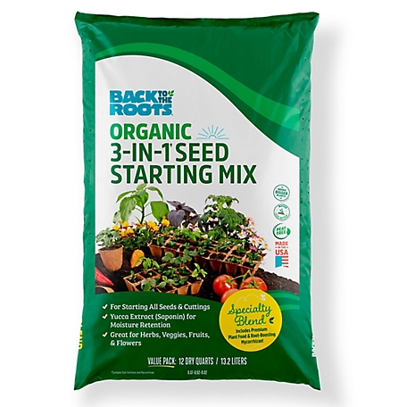 Back to the Roots 12 qt. Natural and Organic Specialty Peat-Free Seed Starting Mix with Mycorrhizae and Worm Castings