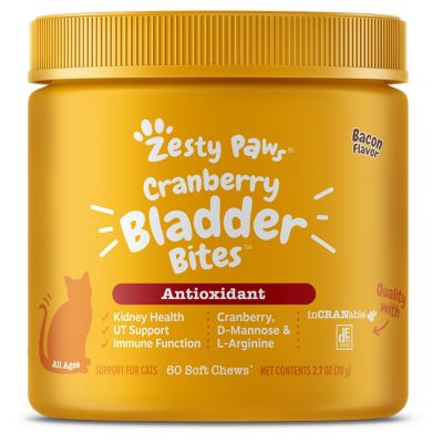 Zesty Paws Cranberry Bladder Bites for Cats, Bacon, Cat Supplements