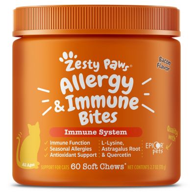 Zesty Paws Aller-Immune Bites for Cats, Bacon, Cat Supplements