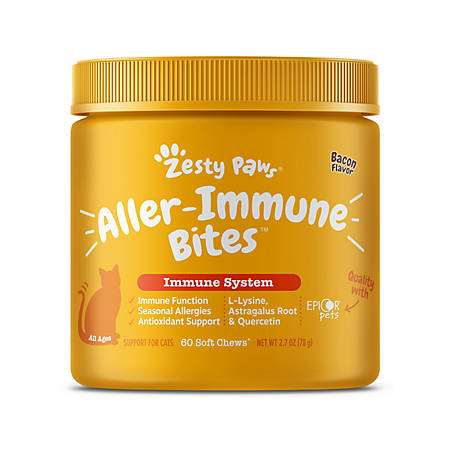 Zesty Paws Aller-Immune Bites for Cats, Bacon, Cat Supplements