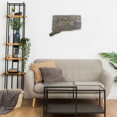 Image showing  Large Rustic Farmhouse Home State Reclaimed Wood Wall Sign, Connecticut