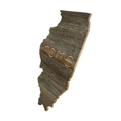 Image showing  Large Rustic Farmhouse Home State Reclaimed Wood Wall Sign, Illinois