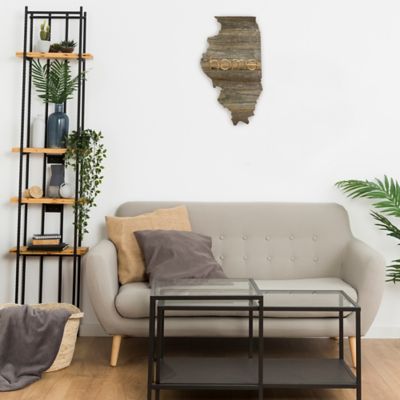 Image showing  Large Rustic Farmhouse Home State Reclaimed Wood Wall Sign, Illinois