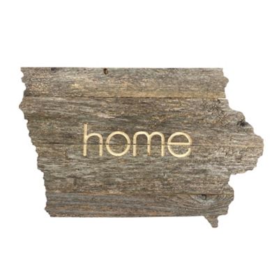 Barnwood USA Large Rustic Farmhouse Home State Reclaimed Wood Wall Sign, Iowa