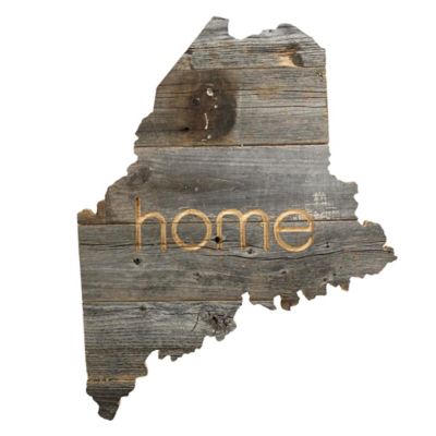 Barnwood USA Large Rustic Farmhouse Home State Reclaimed Wood Wall Sign, Maine