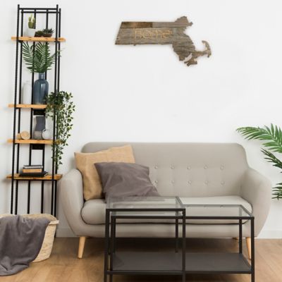 Image showing  Large Rustic Farmhouse Home State Reclaimed Wood Wall Sign, Massachusetts