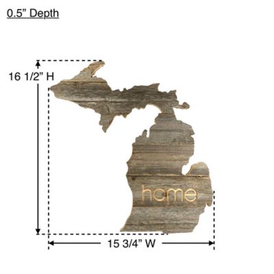 Image showing  Large Rustic Farmhouse Home State Reclaimed Wood Wall Sign, Michigan