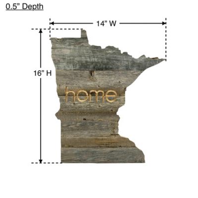 Image showing  Large Rustic Farmhouse Home State Reclaimed Wood Wall Sign, Minnesota