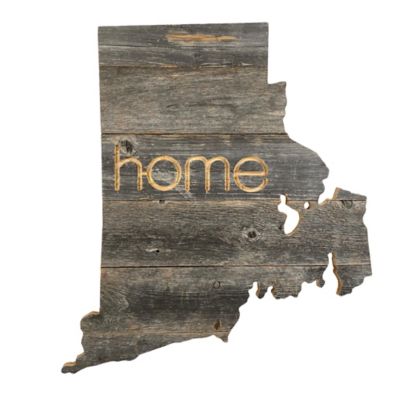 Barnwood USA Large Rustic Farmhouse Home State Reclaimed Wood Wall Sign, Rhode Island