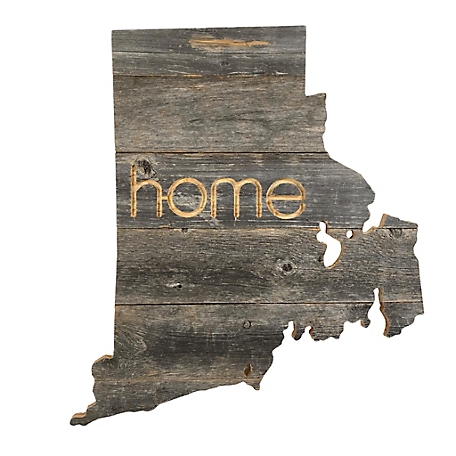 Barnwood USA Large Rustic Farmhouse Home State Reclaimed Wood Wall Sign, Rhode Island