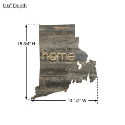 Image showing  Large Rustic Farmhouse Home State Reclaimed Wood Wall Sign, Rhode Island