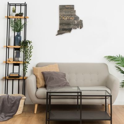 Image showing  Large Rustic Farmhouse Home State Reclaimed Wood Wall Sign, Rhode Island