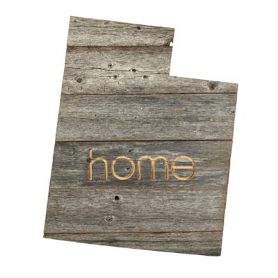Barnwood USA Large Rustic Farmhouse Home State Reclaimed Wood Wall Sign, Utah