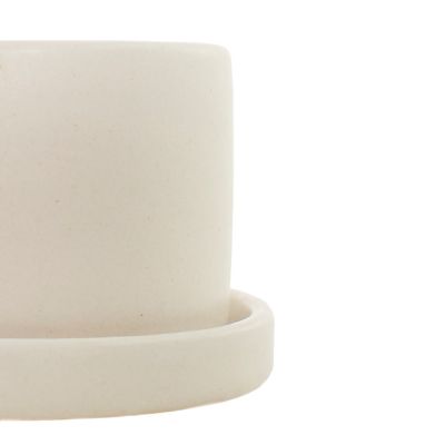 Image showing  Clay Hyde Plant Container with Saucer, 2.5 in., Semi Matte Cream