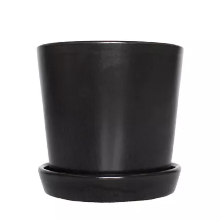 National Plant Network Clay Hyde Plant Pot with Saucer 5 in Semi-Matte Black Planters