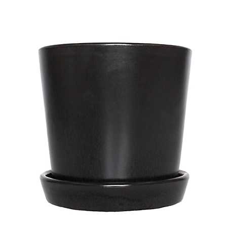 National Plant Network 5 in. Hyde Semi Matte Black Container with Saucer, 1 Piece