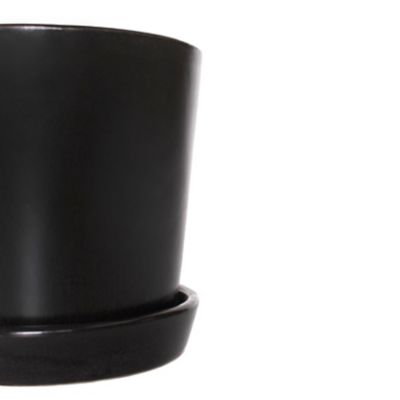 Image showing  Clay Hyde Plant Container with Saucer, 5 in., Semi Matte Black