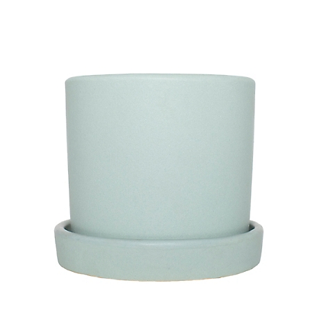 National Plant Network 5 in. Hyde Semi Matte Mint Container with Saucer, 1 Piece