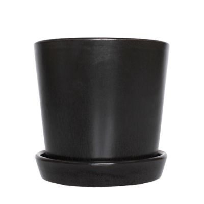 National Plant Network Clay Bryant Plant Container with Saucer, 5 in., Semi Matte Black