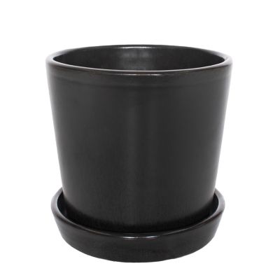 Image showing  Clay Bryant Plant Container with Saucer, 5 in., Semi Matte Black