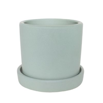 Image showing  Clay Bryant Plant Container with Saucer, 5 in., Semi Matte Mint