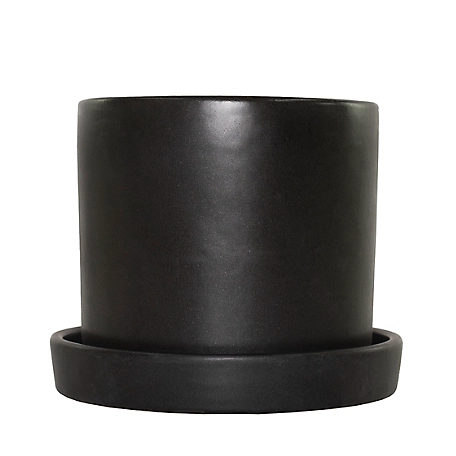National Plant Network 7 in. Semi Matte Black Hyde Container with Saucer, 1 Piece
