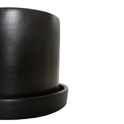 Image showing  Clay Hyde Planter Container with Saucer, 7 in., Semi Matte Black