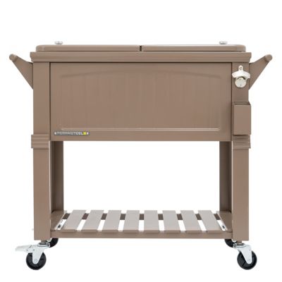 Permasteel 80 qt. Antique Rolling Patio Cooler, Taupe