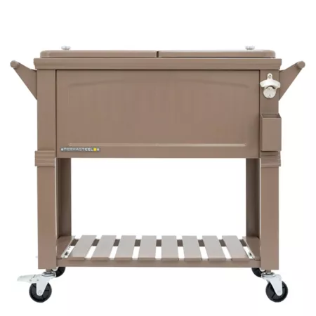 80 quart permsteel Antique Rolling Patio Cooler Taupe Patio Coolers