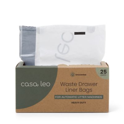 Casa Leo Drawstring Waste Drawer Liners for Automatic Self-Cleaning Litter Boxes, Unscented, 25 ct.