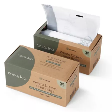 Casa Leo Waste Drawer Liners with Drawstring for Automatic Self-Cleaning Litter Boxes Unscented 50 ct Litter Box Liners