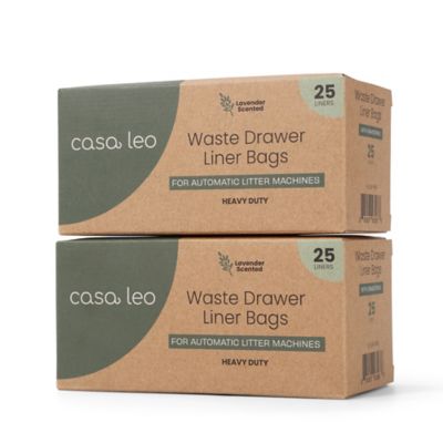 Casa Leo Drawstring Waste Drawer Liners for Automatic Self-Cleaning Litter Boxes, Lavender, 50 ct.