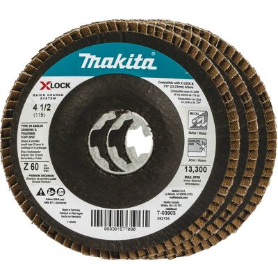 Image showing  4-1/2 in. 60 Grit X-Lock Type 29 Angled Grinder/Polisher Flap Disc & All 7/8 in. Arbor Grinders, 3-Pack