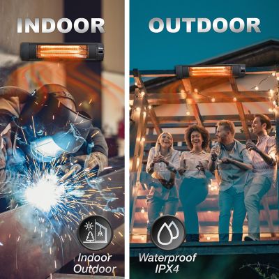 Image showing  1,500W Carbon Infrared Electric Patio Heater, Portable Tripod, Mount Ready, 150 sq. ft., 5,200 BTU