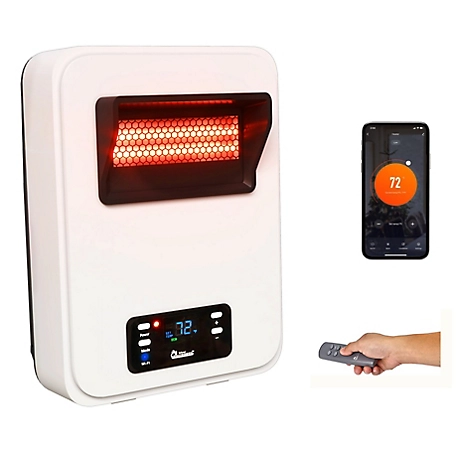 Dr. Infrared Heater 1500-Watt White Wall Hung or Mount Electric Space Heater Dual System with Infrared & Fan Forced, WiFi & RC