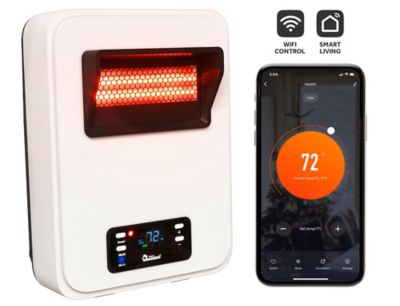 Image showing  1500-Watt White Wall Hung or Mount Electric Space Heater Dual System with Infrared & Fan Forced, WiFi & RC